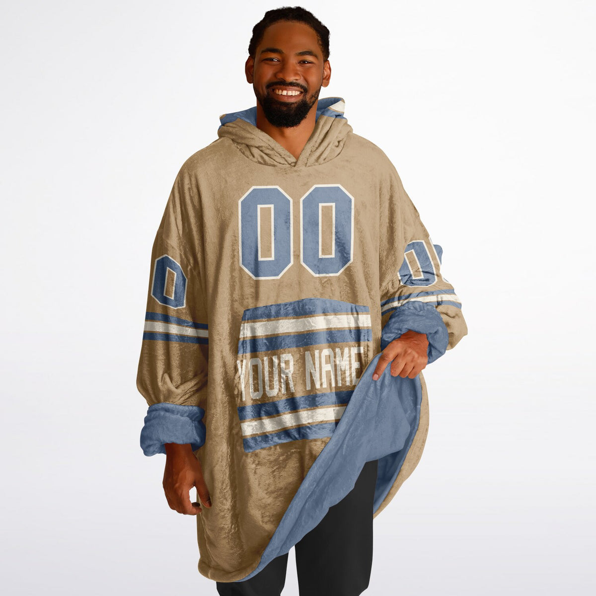 Slate Blue Cream Camel Superfan Reversible