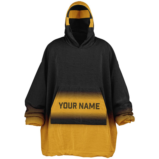 Black and gold reversible snug hoodie with soft interior lining and casual everyday style for football fans.