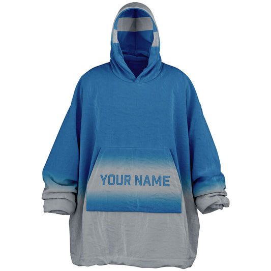 Blue and silver reversible snug hoodie with soft interior lining and casual everyday style for football fans.