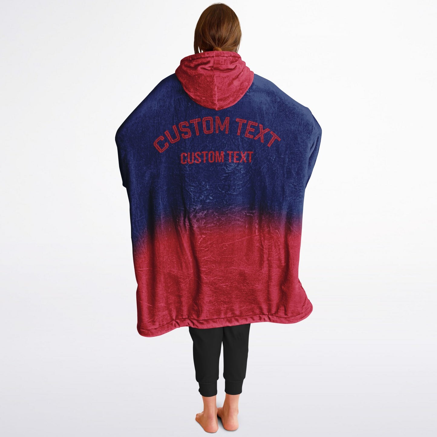 Dark blue and red reversible snug hoodie with soft interior lining and casual everyday style for football fans.