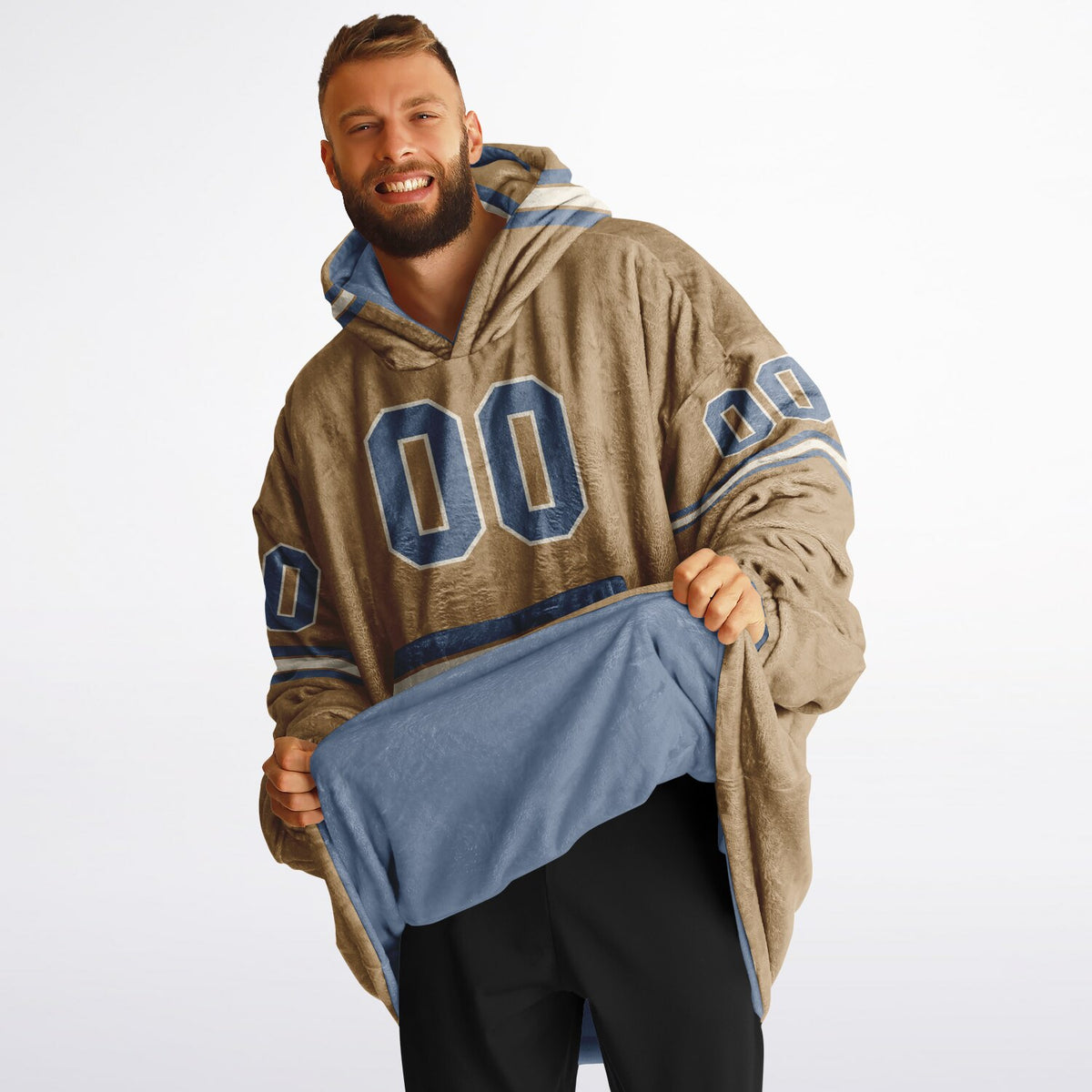 Slate Blue Cream Camel Superfan Reversible