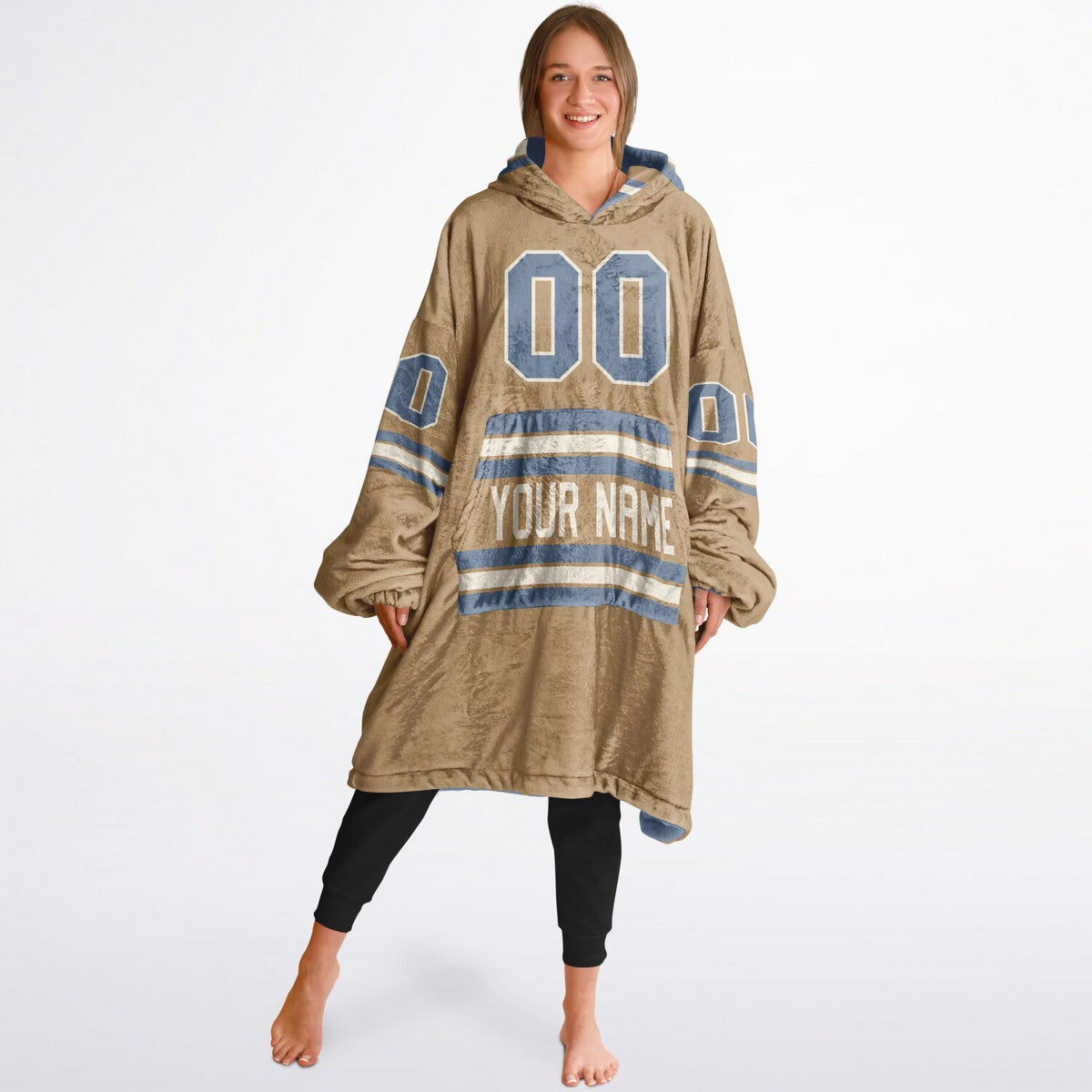 Slate Blue Cream Camel Superfan Reversible