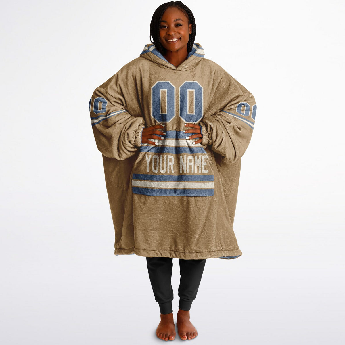 Slate Blue Cream Camel Superfan Reversible
