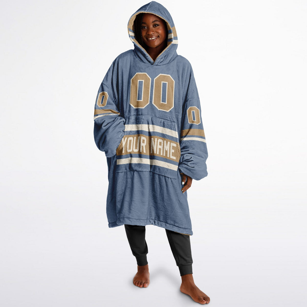 Slate Blue Cream Camel Superfan Reversible