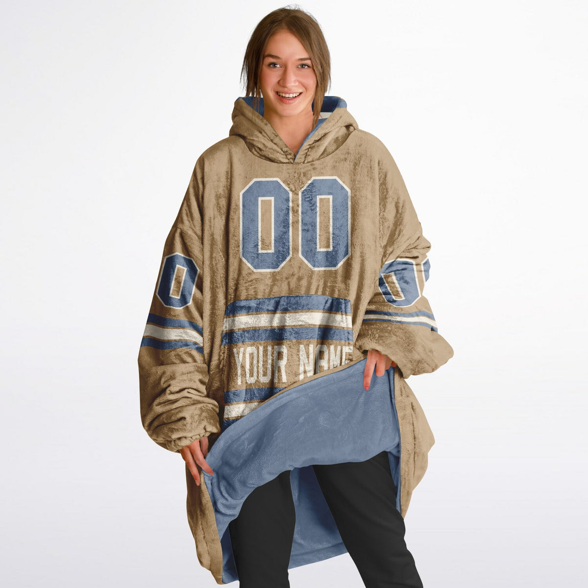 Slate Blue Cream Camel Superfan Reversible
