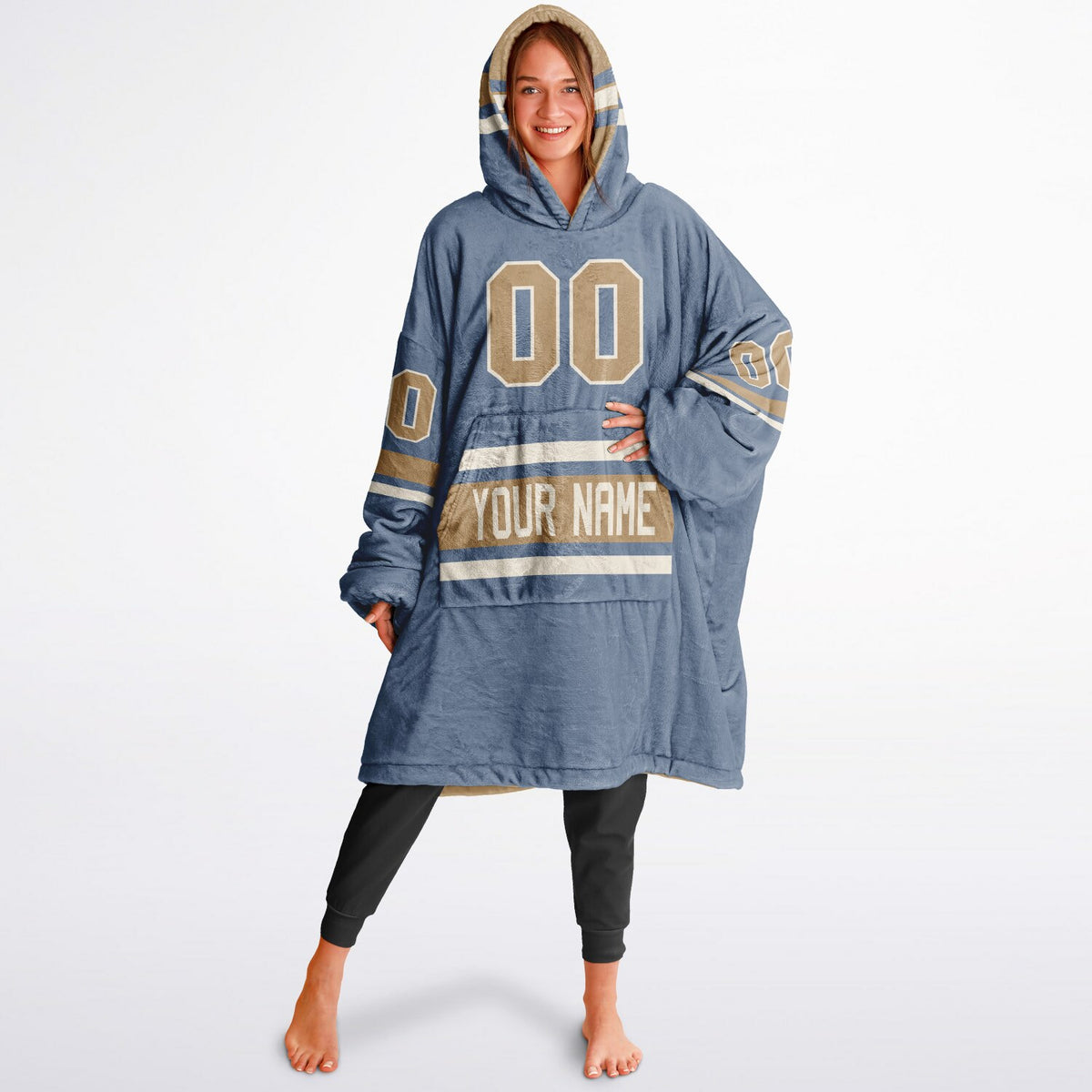 Slate Blue Cream Camel Superfan Reversible