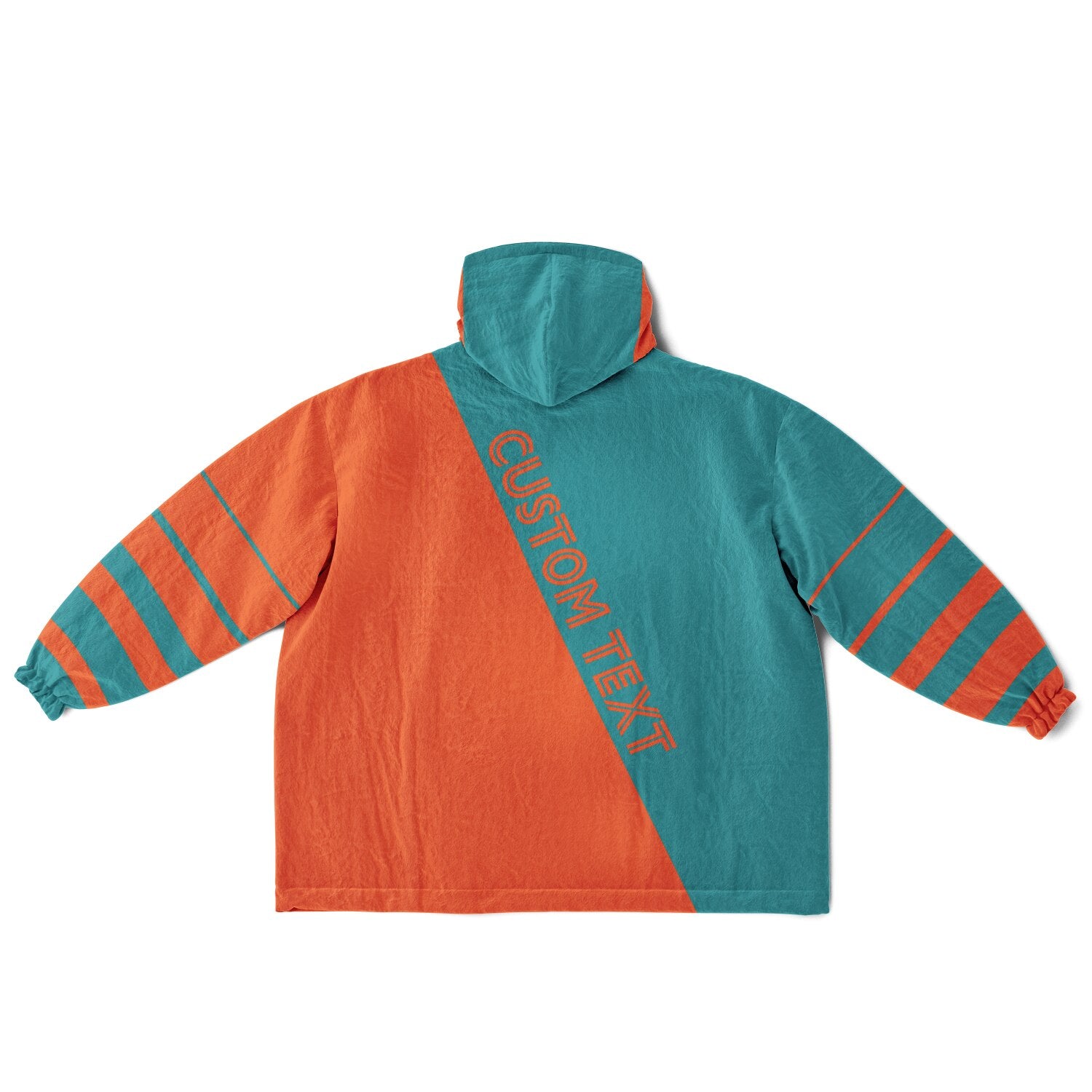 Aqua and orange reversible snug hoodie with soft interior lining and casual everyday style for football fans.
