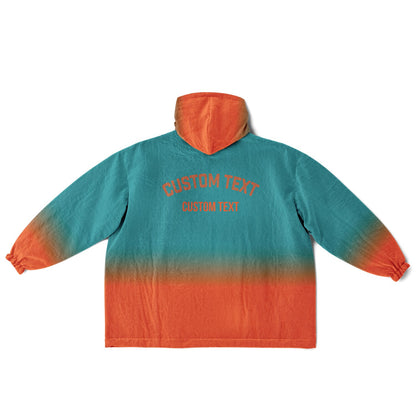 Aqua and orange reversible snug hoodie with soft interior lining and casual everyday style for football fans.