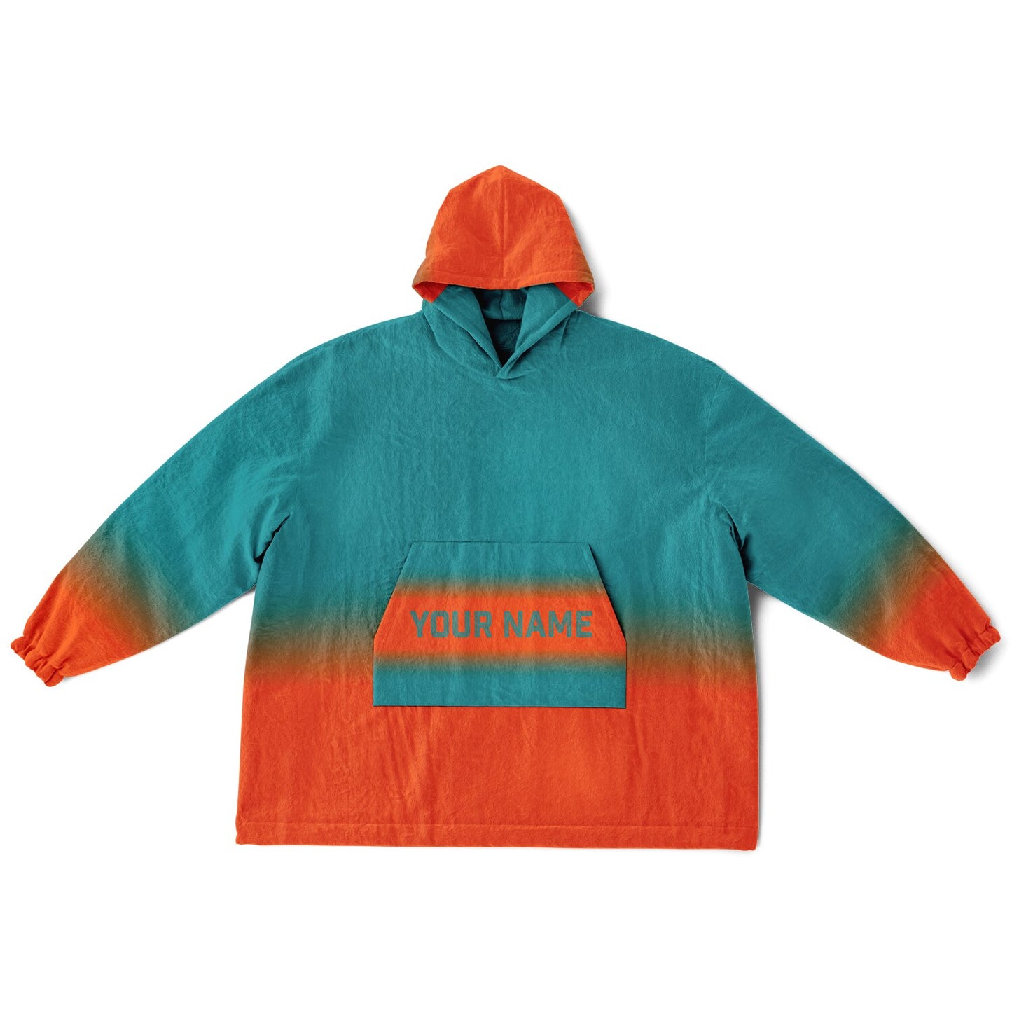 Aqua and orange reversible snug hoodie with soft interior lining and casual everyday style for football fans.