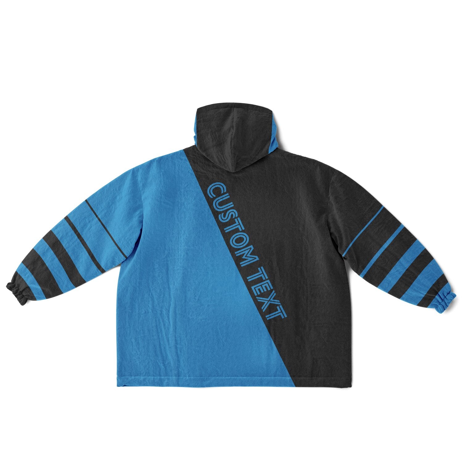 Black and blue reversible snug hoodie with soft interior lining and casual everyday style for football fans.
