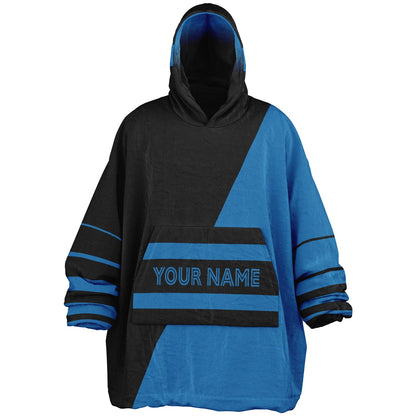 Black and blue reversible snug hoodie with soft interior lining and casual everyday style for football fans.