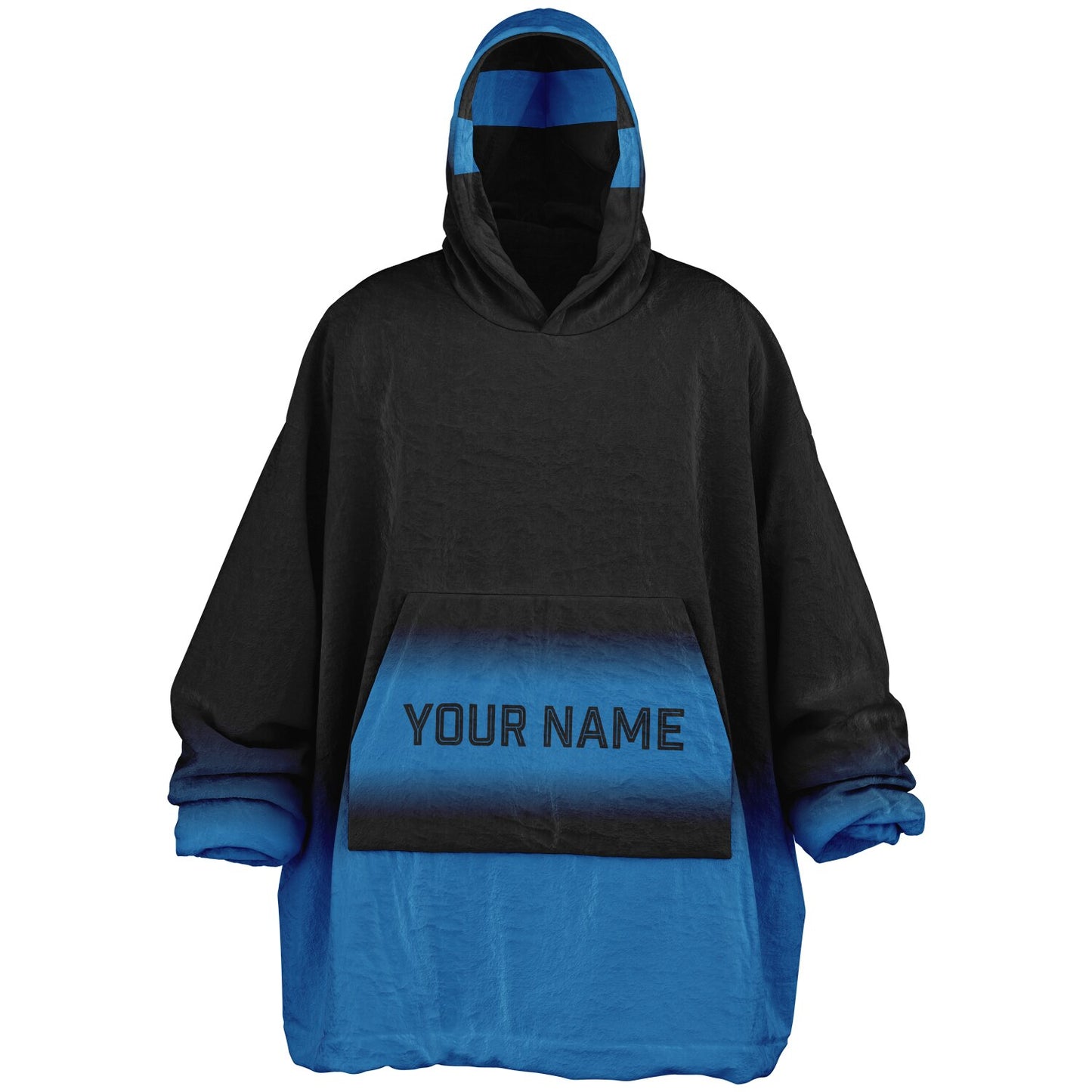Black and blue reversible snug hoodie with soft interior lining and casual everyday style for football fans.