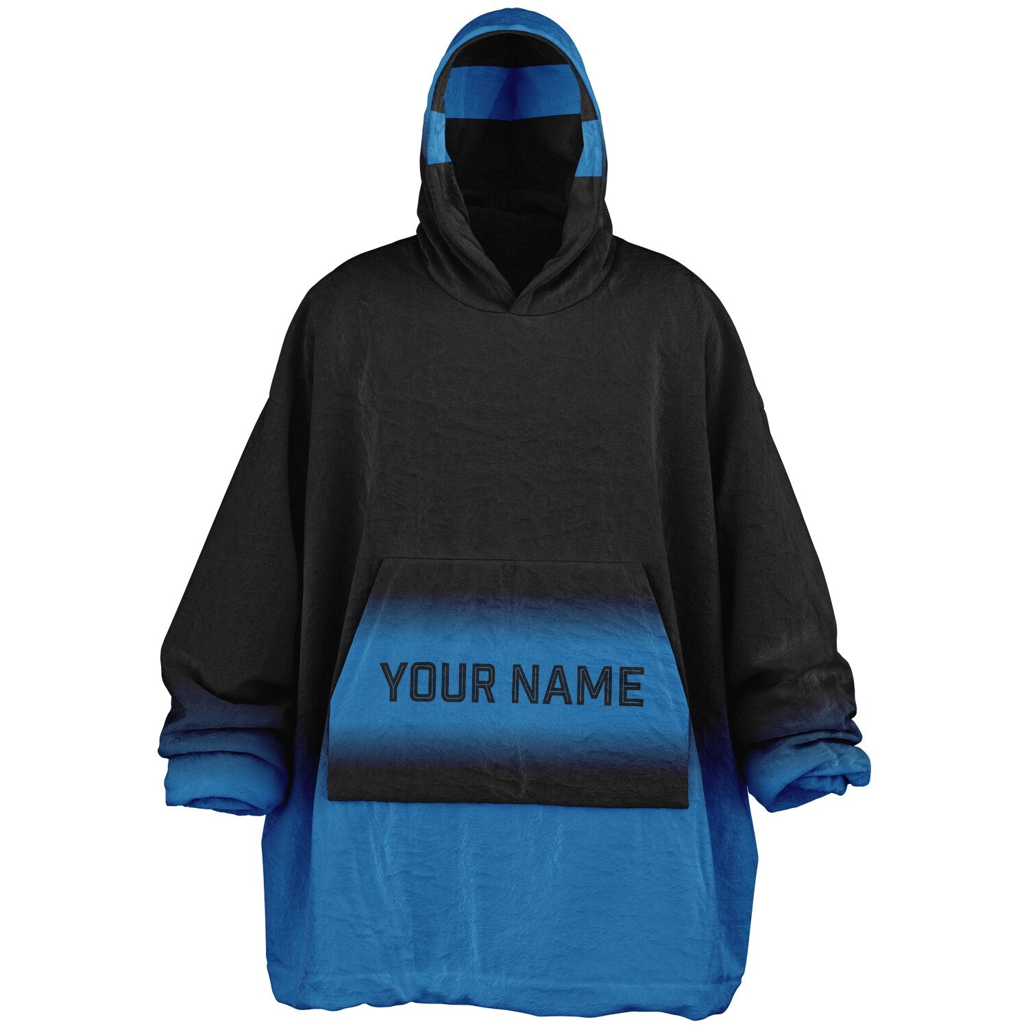 Black and blue reversible snug hoodie with soft interior lining and casual everyday style for football fans.