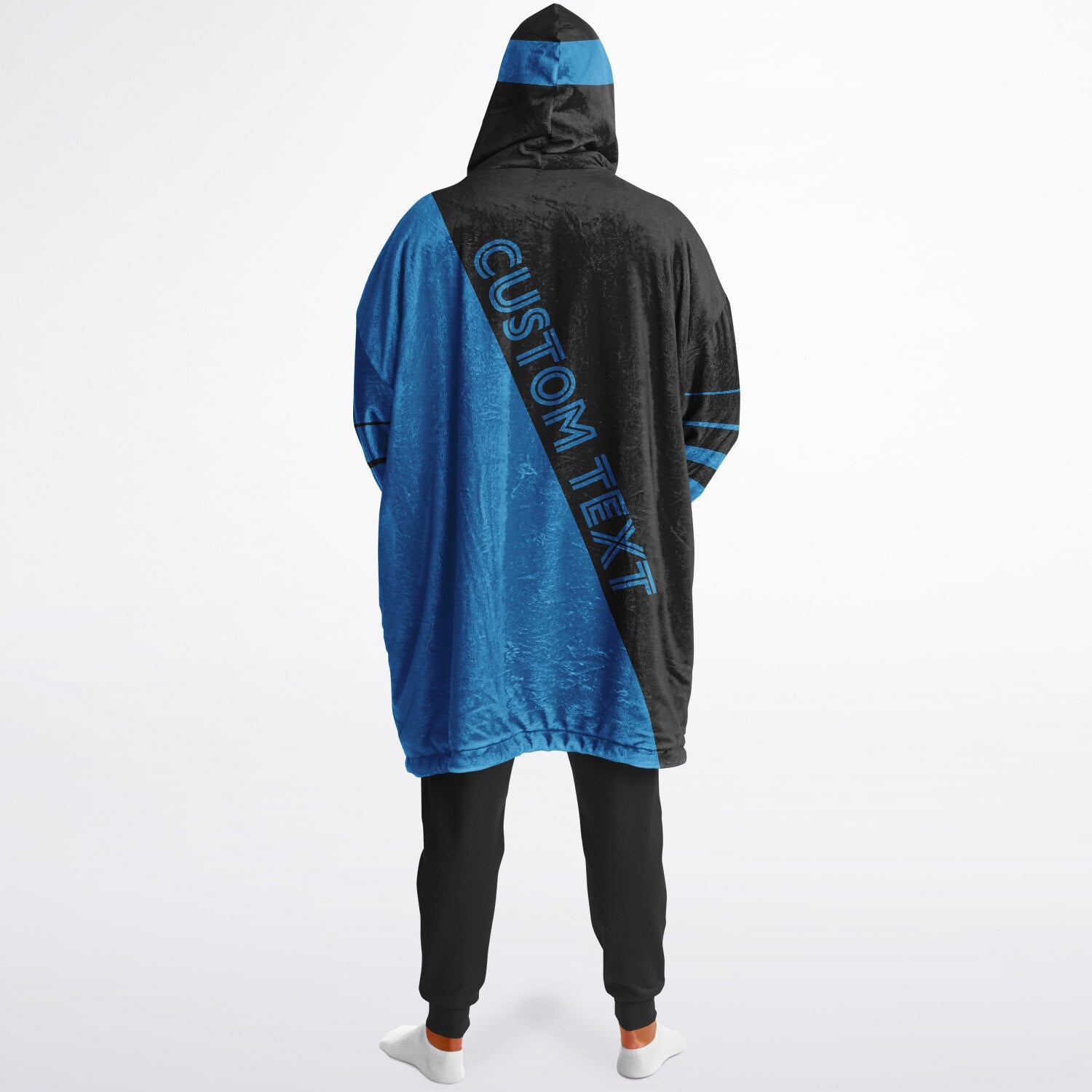 Black and blue reversible snug hoodie with soft interior lining and casual everyday style for football fans.