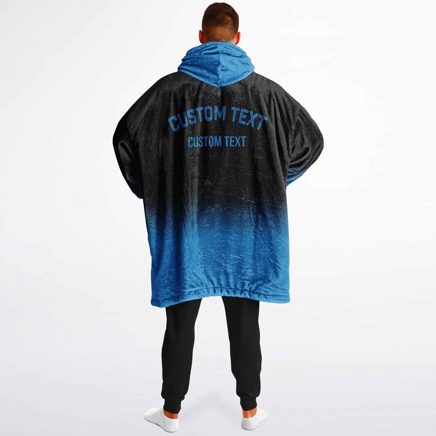 Black and blue reversible snug hoodie with soft interior lining and casual everyday style for football fans.