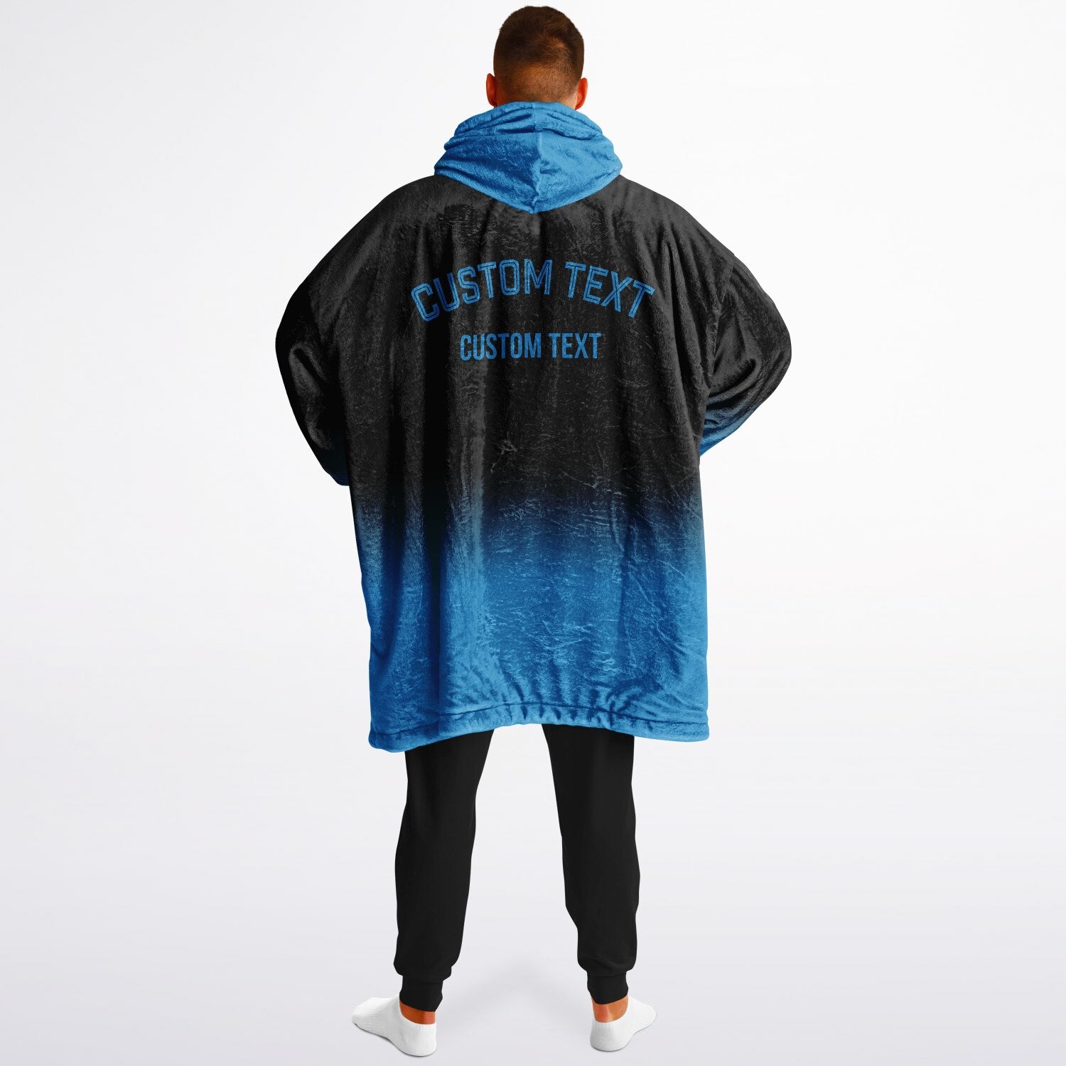 Black and blue reversible snug hoodie with soft interior lining and casual everyday style for football fans.