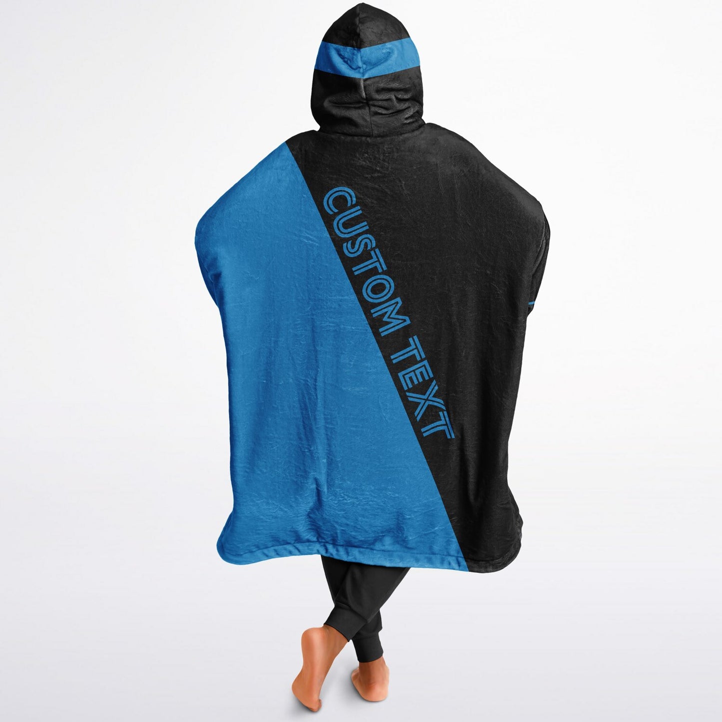 Black and blue reversible snug hoodie with soft interior lining and casual everyday style for football fans.