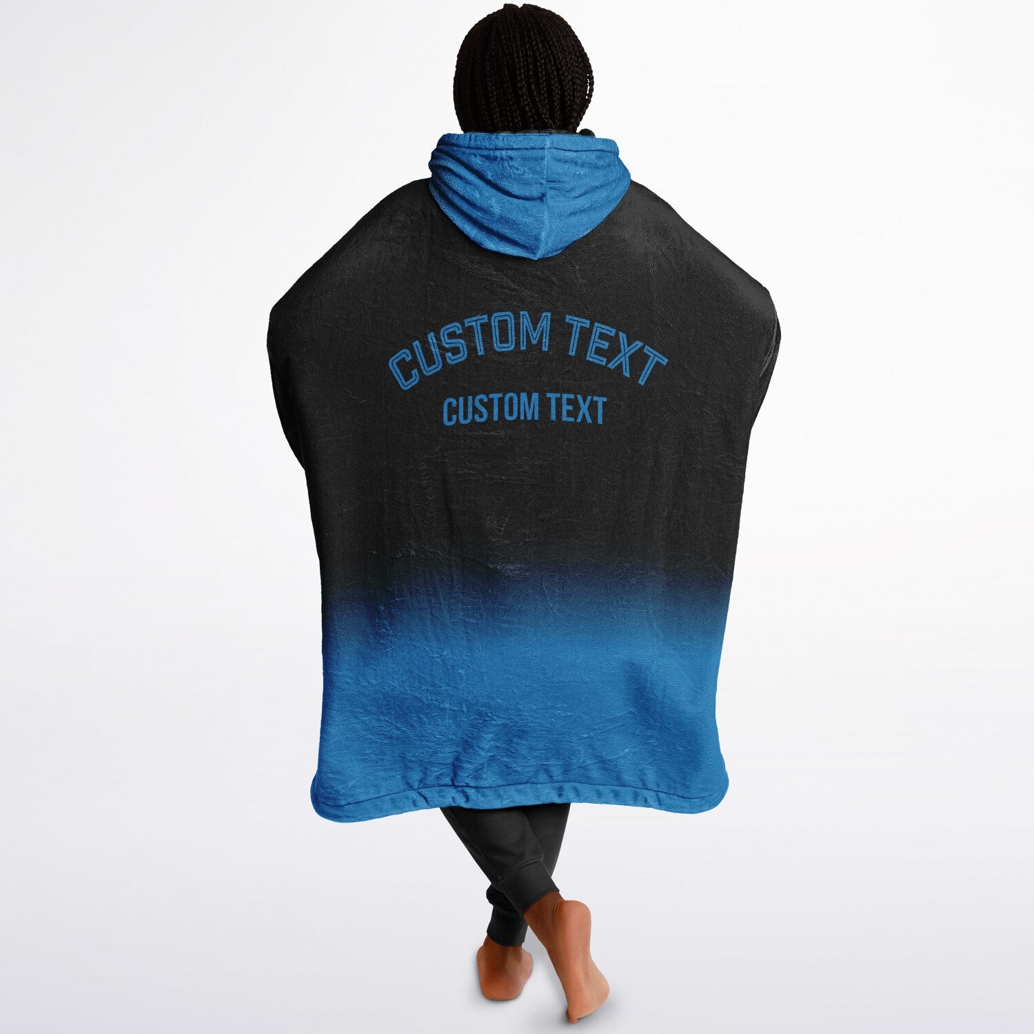Black and blue reversible snug hoodie with soft interior lining and casual everyday style for football fans.