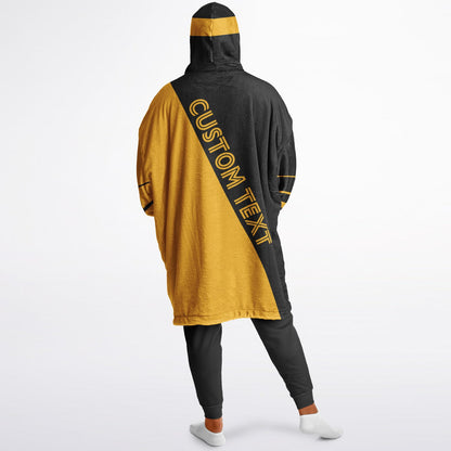 Black and gold reversible snug hoodie with soft interior lining and casual everyday style for football fans.