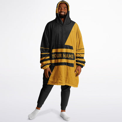 Black and gold reversible snug hoodie with soft interior lining and casual everyday style for football fans.