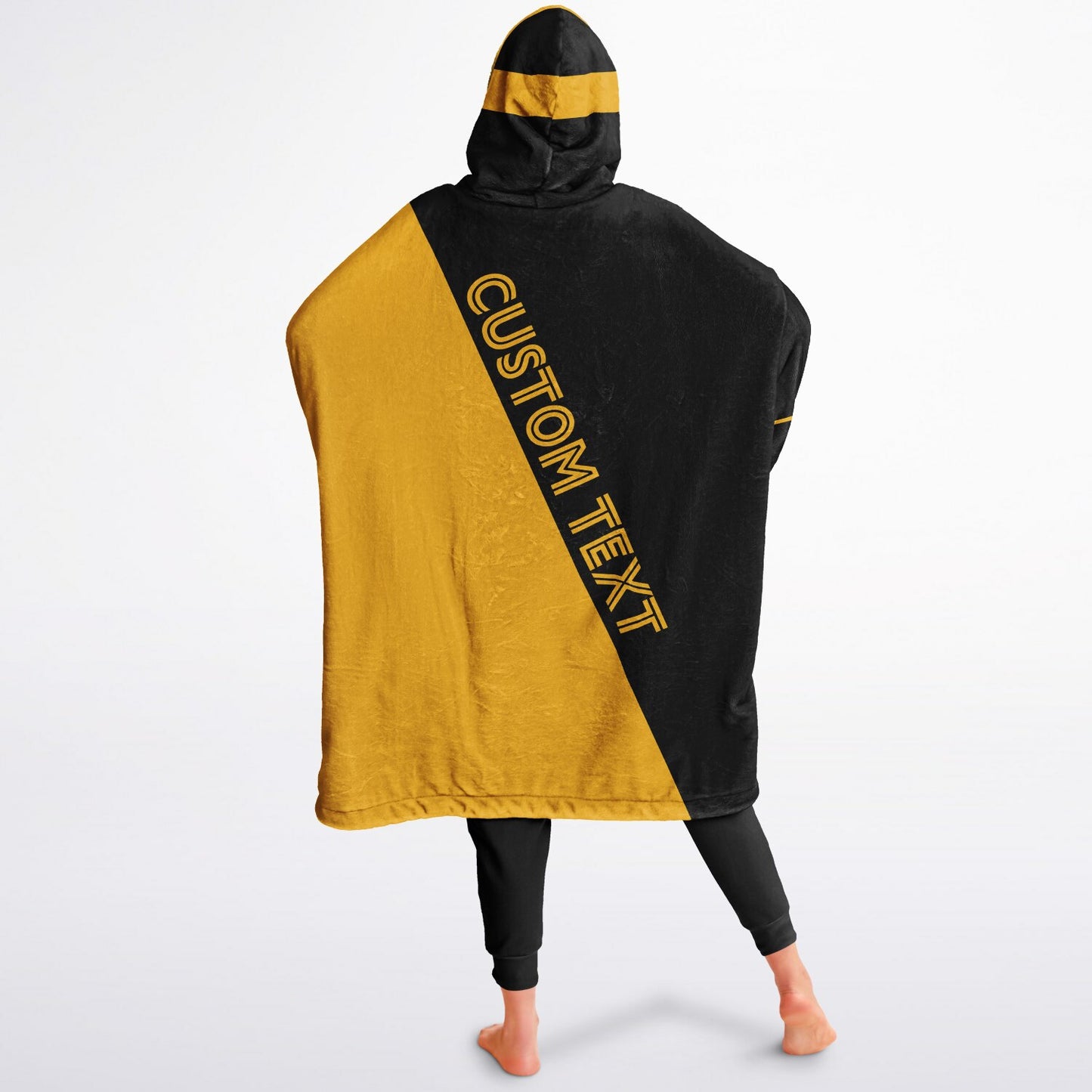 Black and gold reversible snug hoodie with soft interior lining and casual everyday style for football fans.
