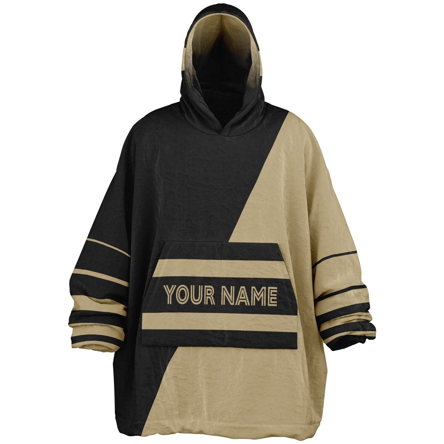 Black and old gold reversible snug hoodie with soft interior lining and casual everyday style for football fans.