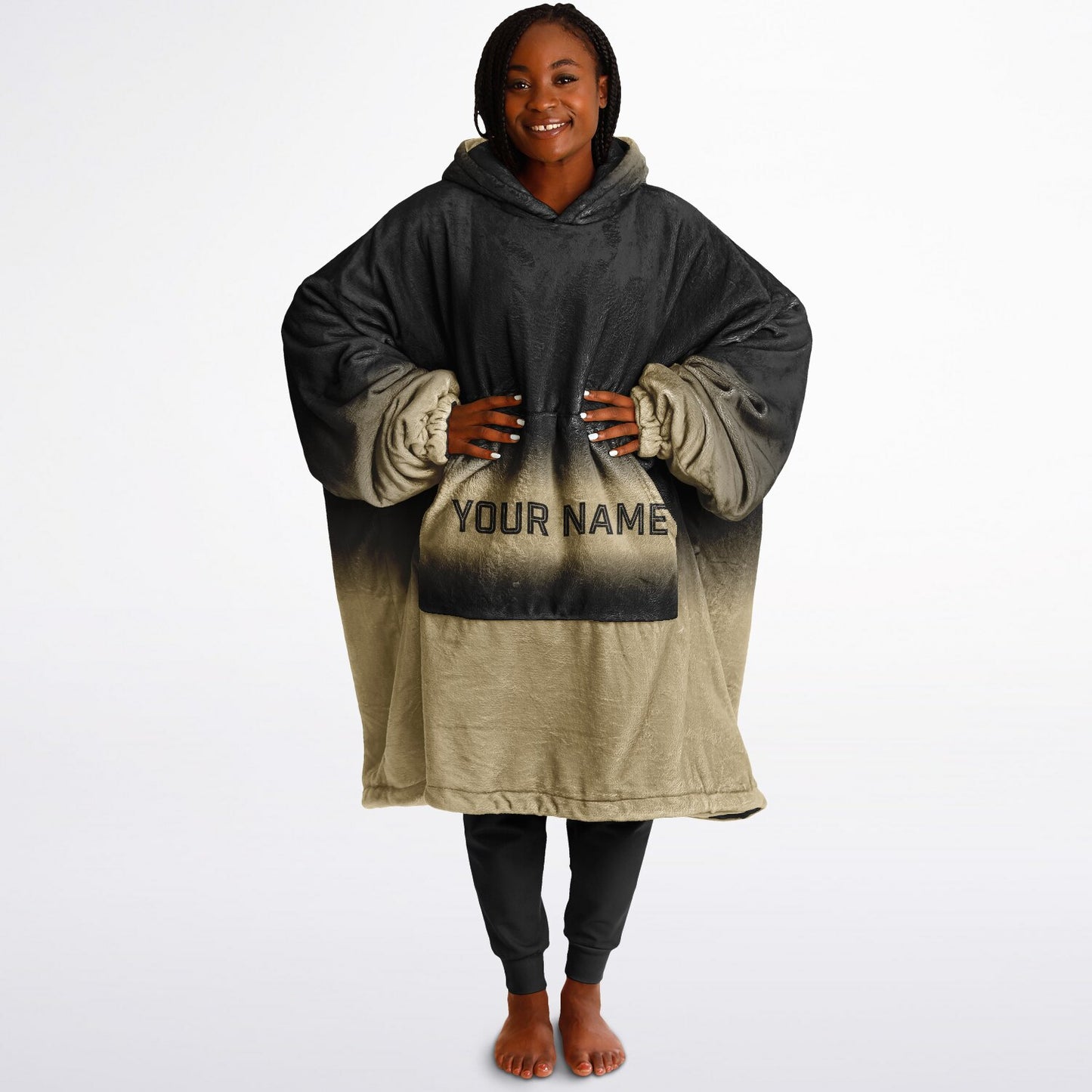 Black and old gold reversible snug hoodie with soft interior lining and casual everyday style for football fans.