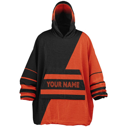 Black and orange reversible snug hoodie with soft interior lining and casual everyday style for football fans.
