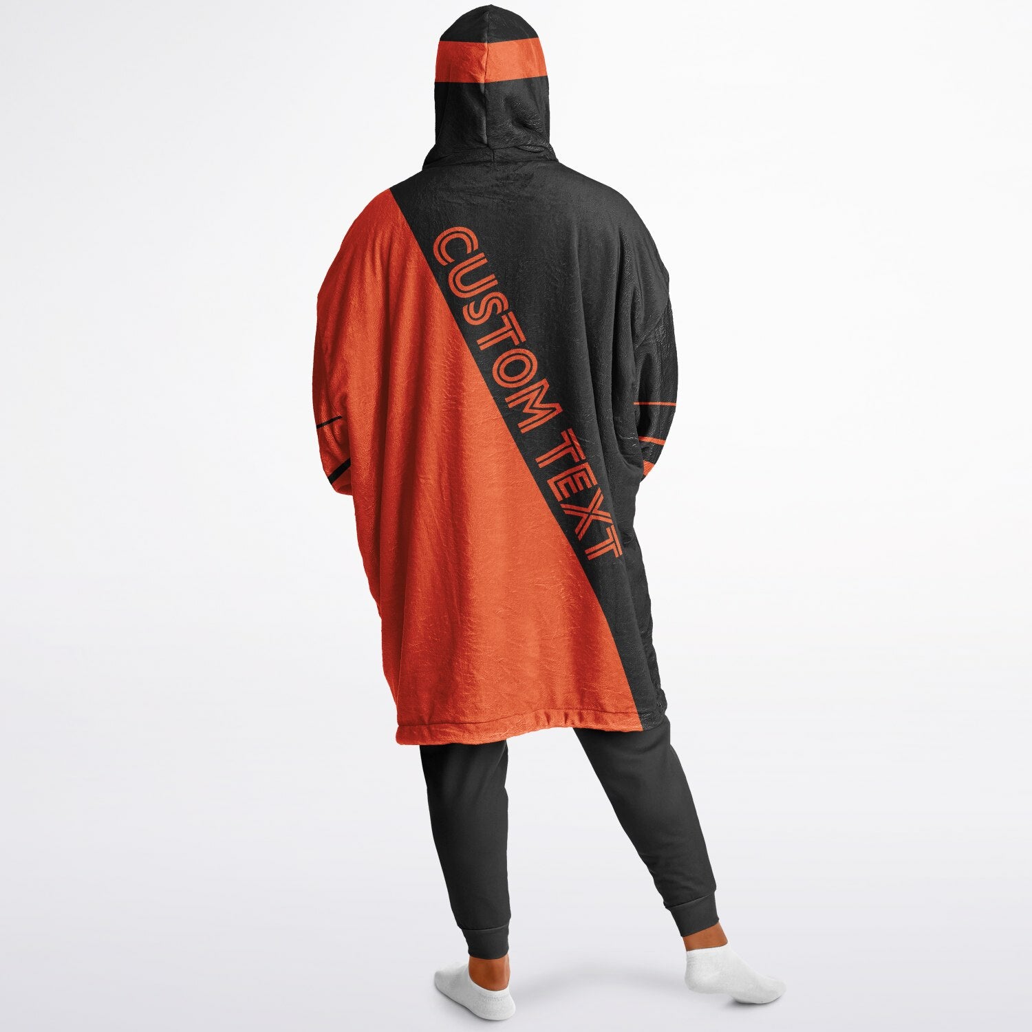 Black and orange reversible snug hoodie with soft interior lining and casual everyday style for football fans.