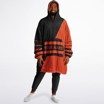 Black and orange reversible snug hoodie with soft interior lining and casual everyday style for football fans.