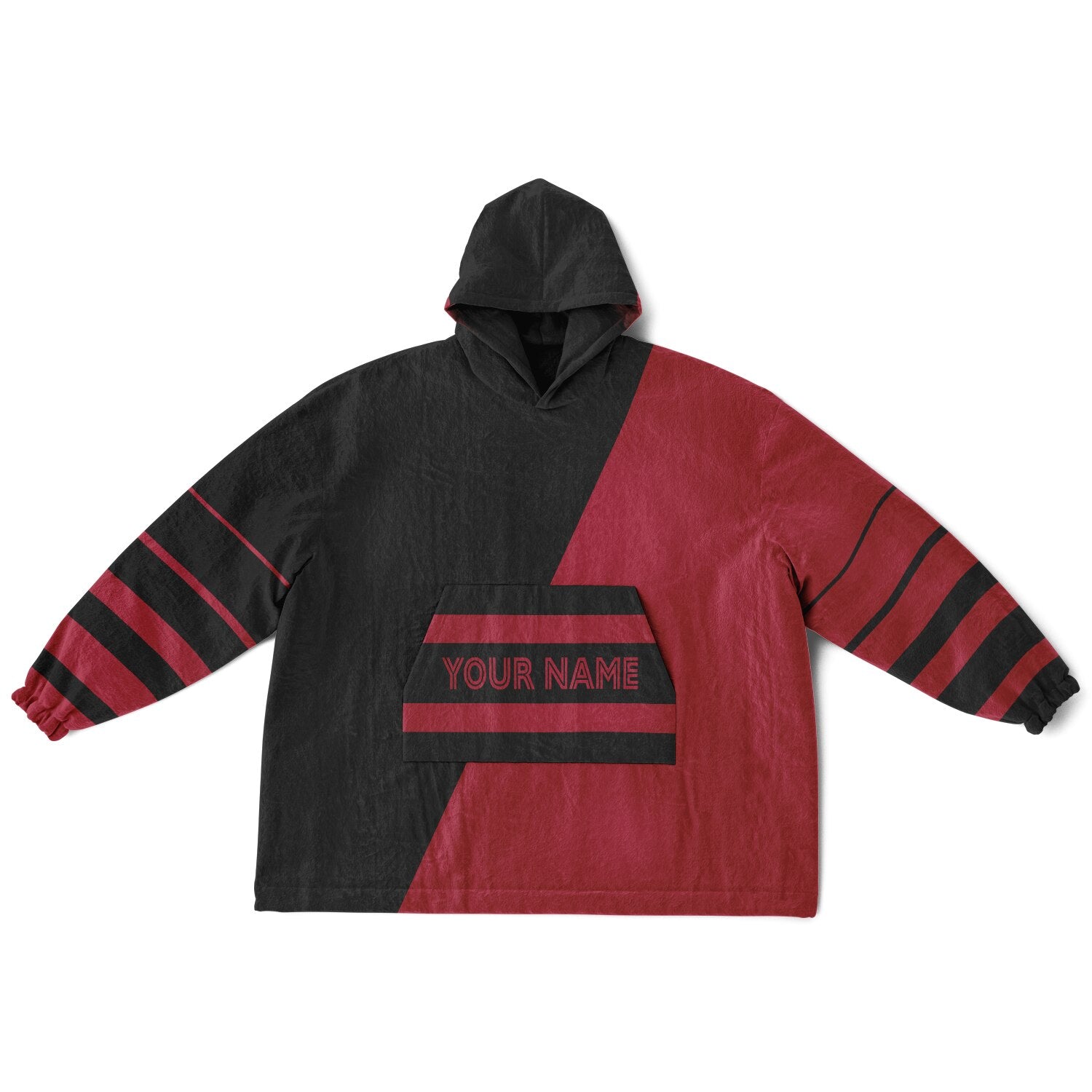Black and red reversible snug hoodie with soft interior lining and casual everyday style for football fans.