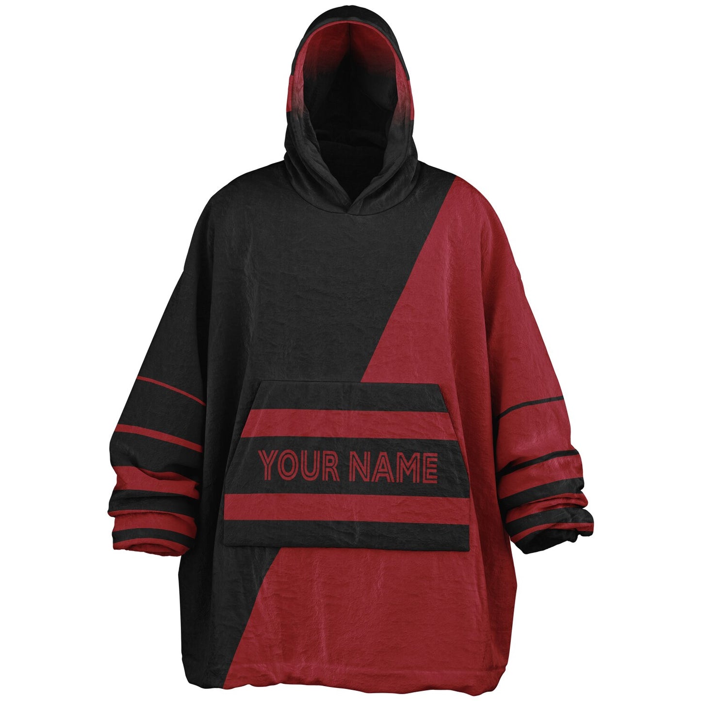 Black and red reversible snug hoodie with soft interior lining and casual everyday style for football fans.