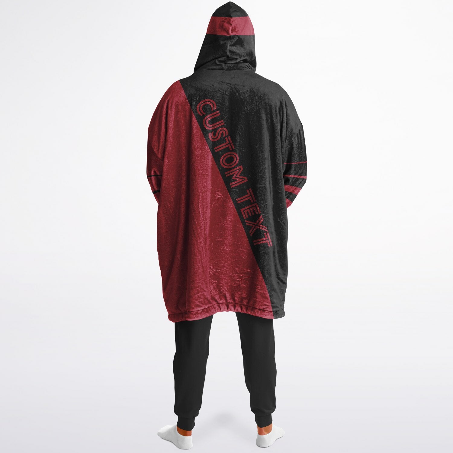Black and red reversible snug hoodie with soft interior lining and casual everyday style for football fans.
