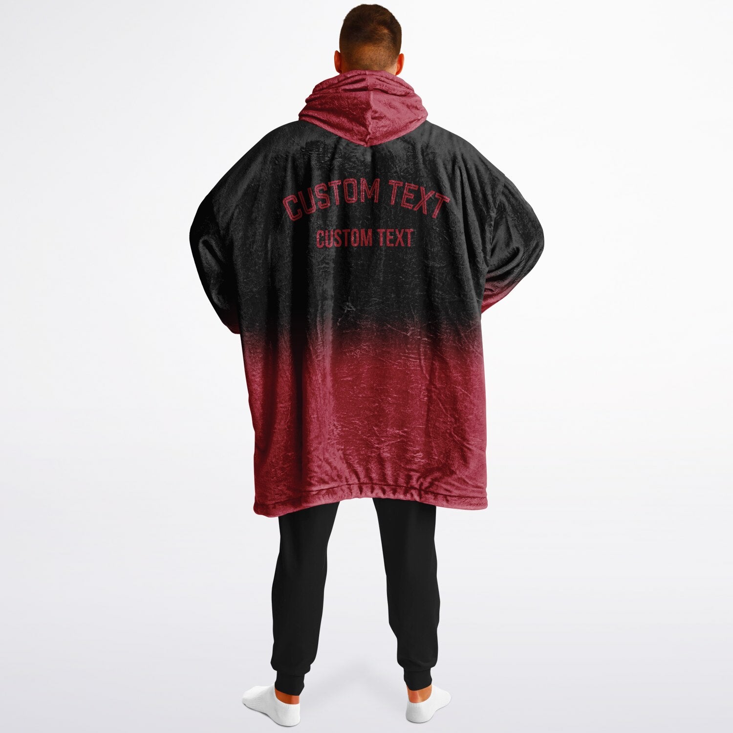 Black and red reversible snug hoodie with soft interior lining and casual everyday style for football fans.