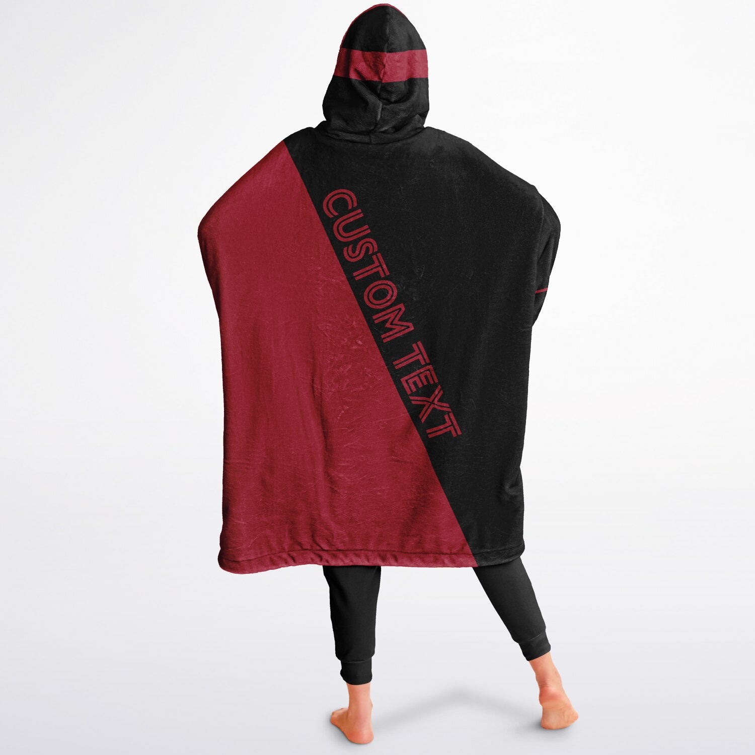 Black and red reversible snug hoodie with soft interior lining and casual everyday style for football fans.