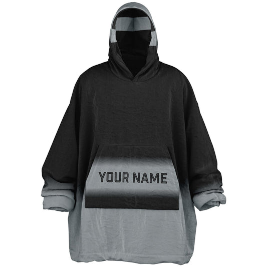 Black and silver reversible snug hoodie with soft interior lining and casual everyday style for football fans.