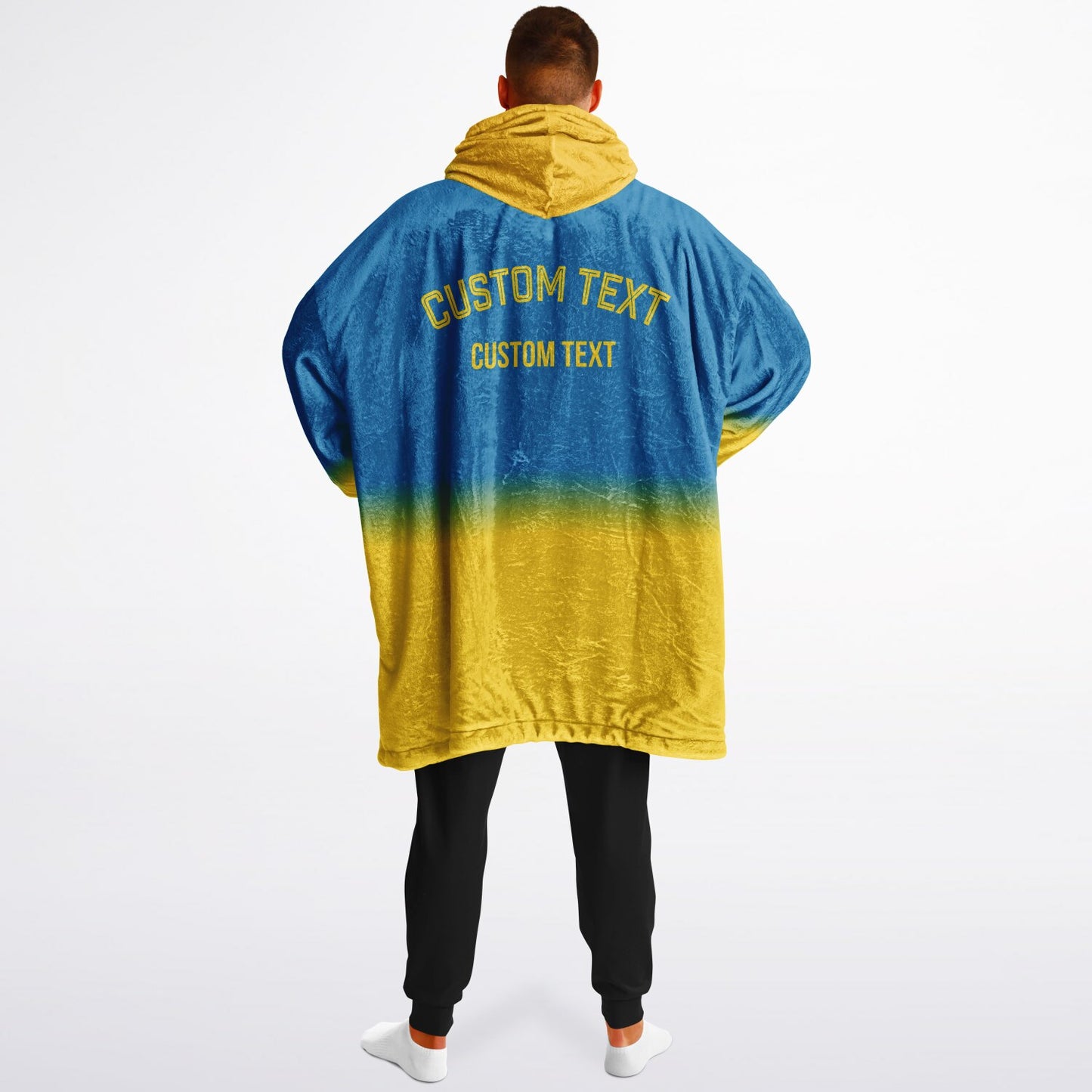 Blue and gold reversible snug hoodie with soft interior lining and casual everyday style for football fans.