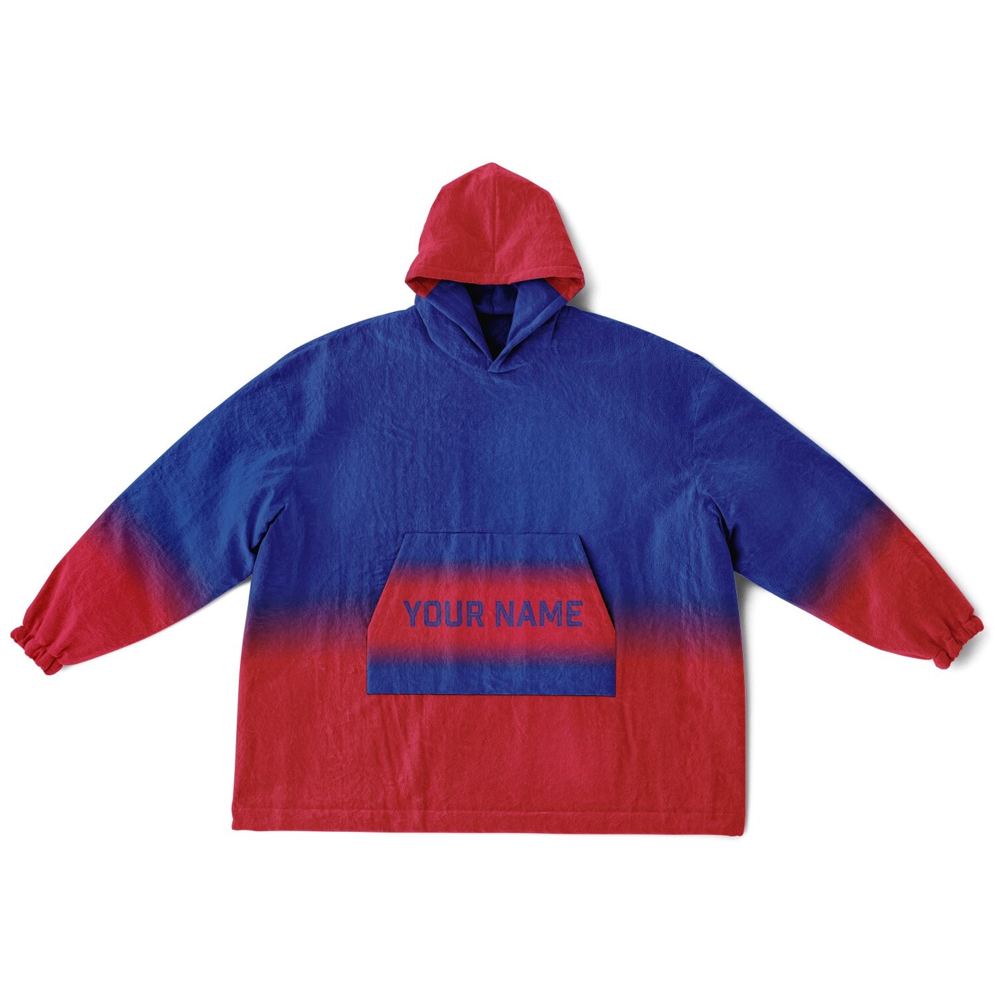 Blue and red reversible snug hoodie with soft interior lining and casual everyday style for football fans.