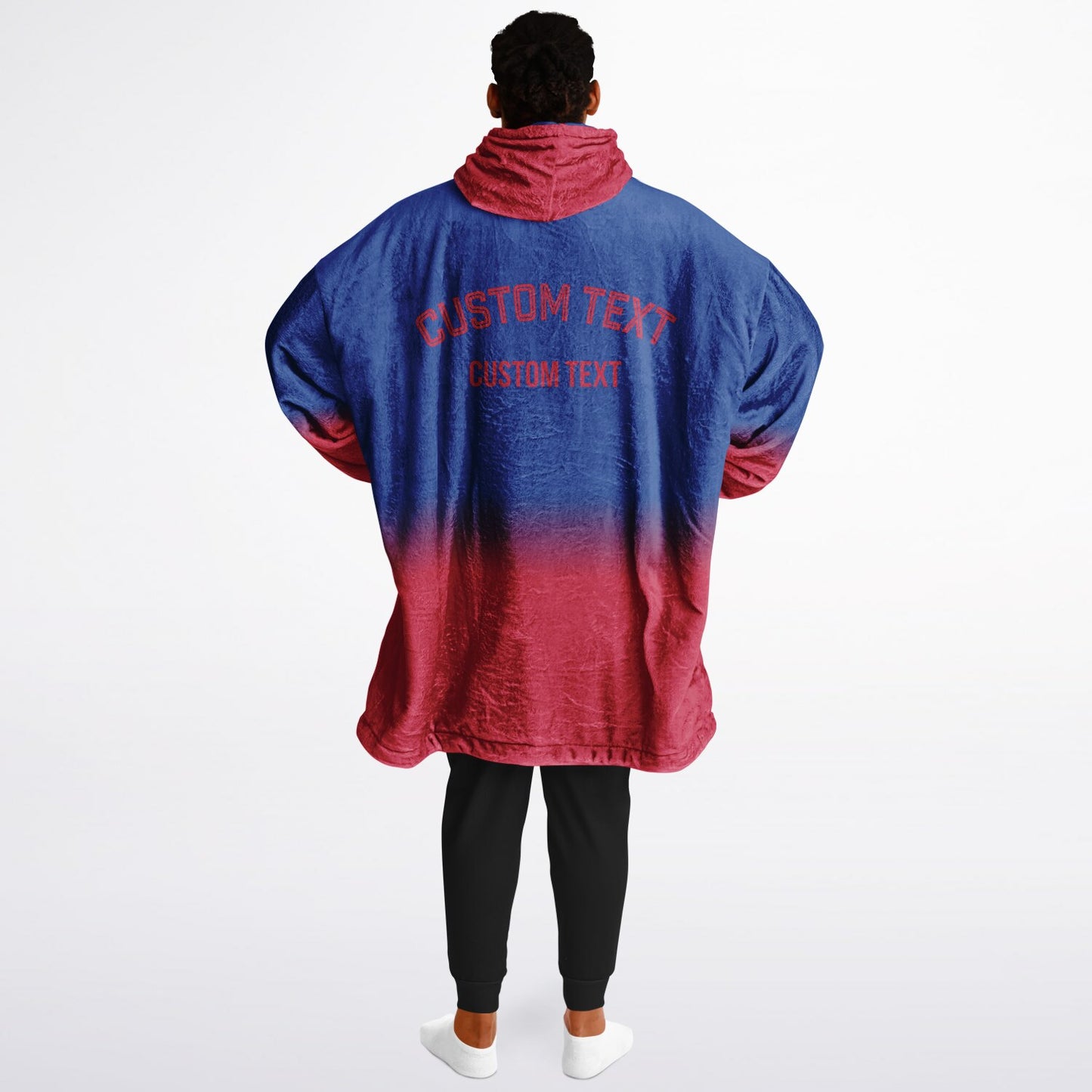 Blue and red reversible snug hoodie with soft interior lining and casual everyday style for football fans.
