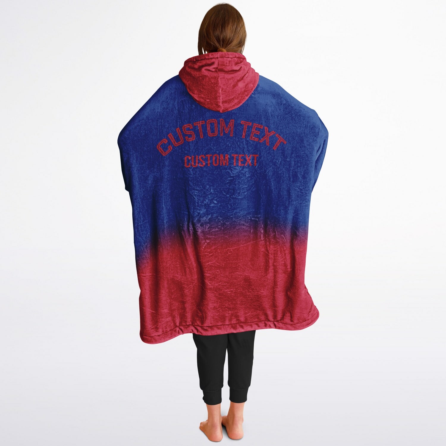 Blue and red reversible snug hoodie with soft interior lining and casual everyday style for football fans.