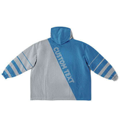 Blue and silver reversible snug hoodie with soft interior lining and casual everyday style for football fans.