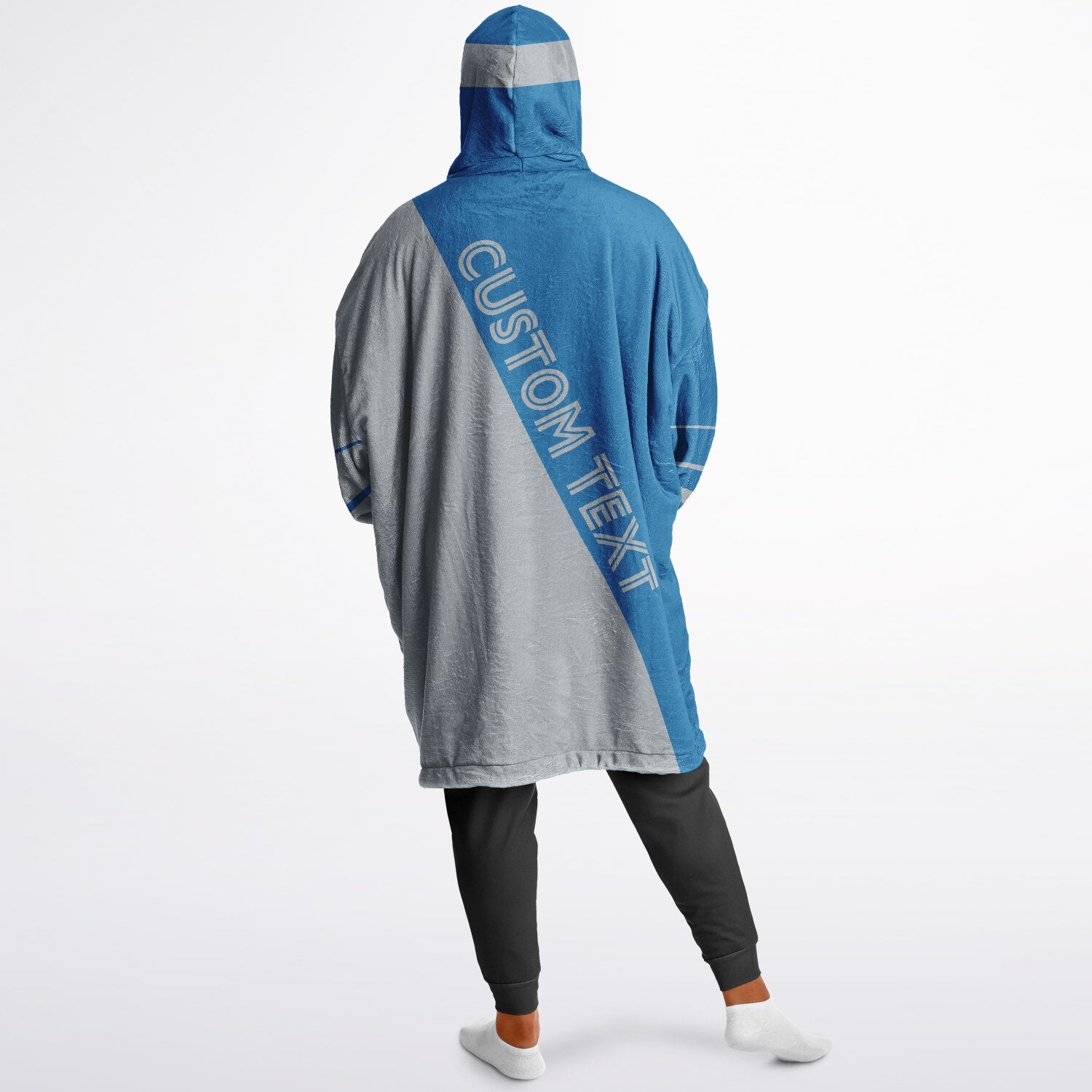 Blue and silver reversible snug hoodie with soft interior lining and casual everyday style for football fans.