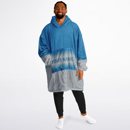 Blue and silver reversible snug hoodie with soft interior lining and casual everyday style for football fans.