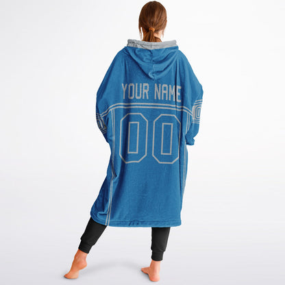 Blue and silver lineup snug hoodie featuring sleek line-art details and minimalist team-inspired design.