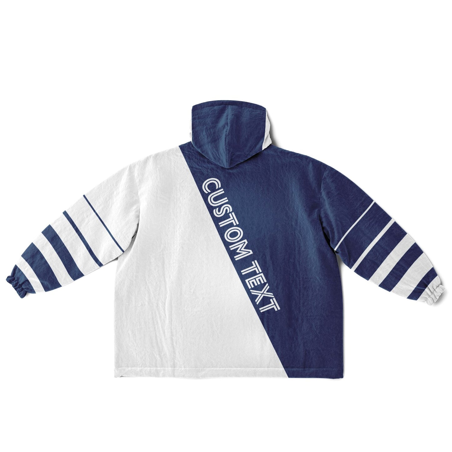 Blue and white reversible snug hoodie with soft interior lining and casual everyday style for football fans.