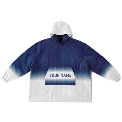 Blue and white reversible snug hoodie with soft interior lining and casual everyday style for football fans.