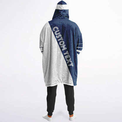 Blue and white reversible snug hoodie with soft interior lining and casual everyday style for football fans.