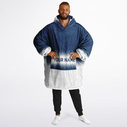 Blue and white reversible snug hoodie with soft interior lining and casual everyday style for football fans.