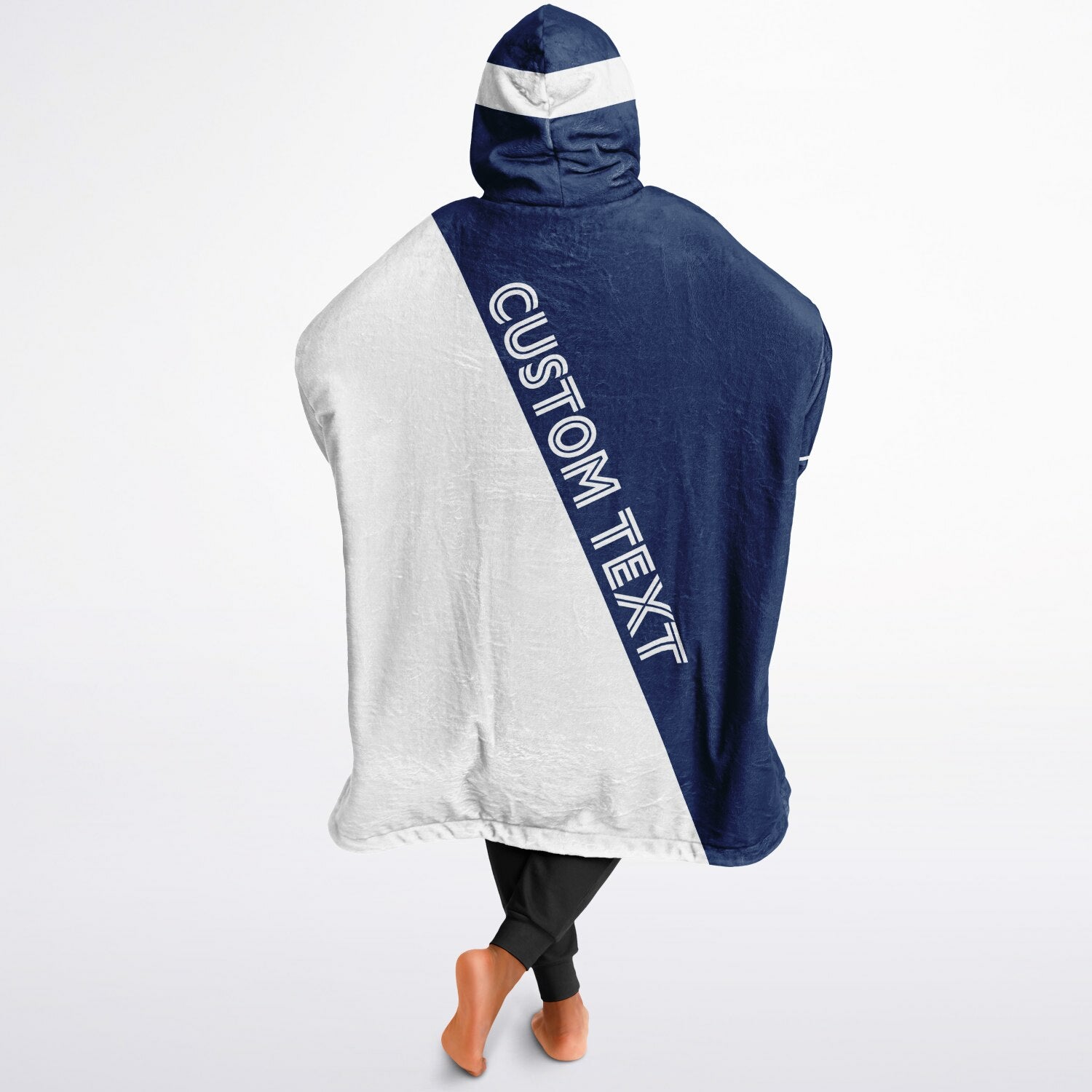 Blue and white reversible snug hoodie with soft interior lining and casual everyday style for football fans.
