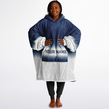 Blue and white reversible snug hoodie with soft interior lining and casual everyday style for football fans.